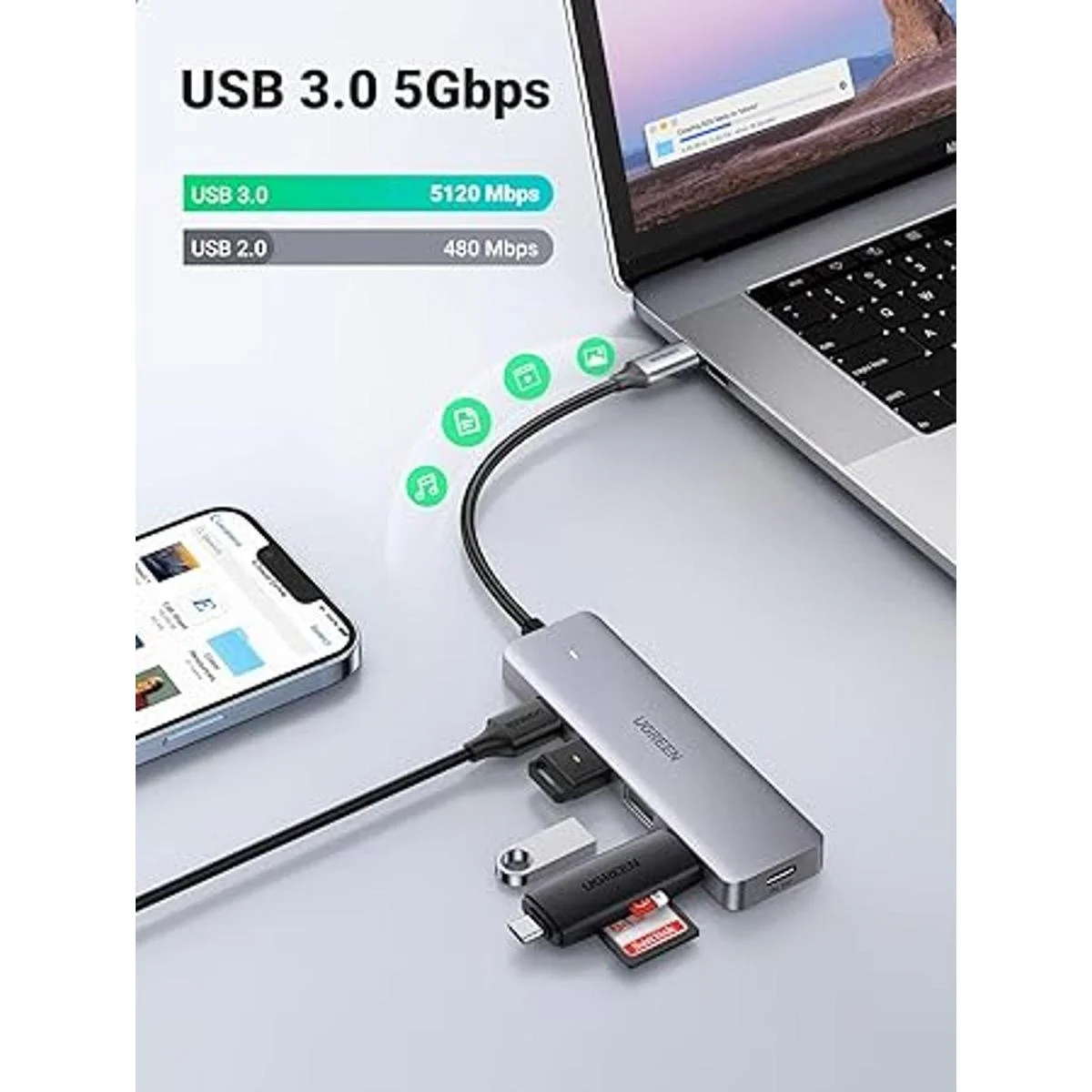 UGREEN Hub USB C de 4 puertos USB 3.1 tipo C a USB 3.0 Hub_2