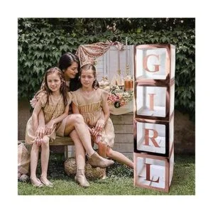 UNIIDECO 4 cajas transparentes de oro rosa para globos con_6
