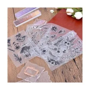 UCEC 8 hojas de sellos transparentes sellos de goma de_4