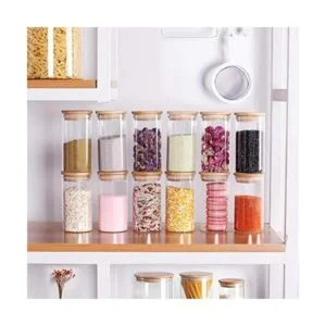 Tzerotone 12 tarros de especias de cristal botellas de