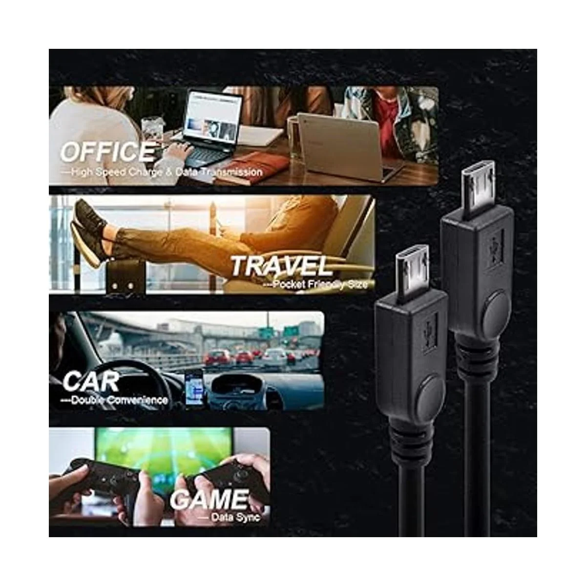 UCEC Cable de carga doble micro USB divisor de_2