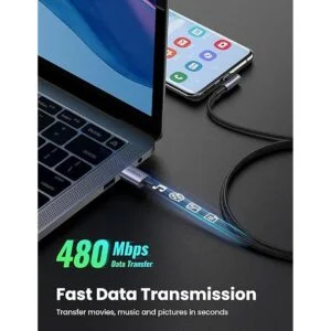 UGREEN Cable USB C en ángulo recto cargador rápido USB A_4