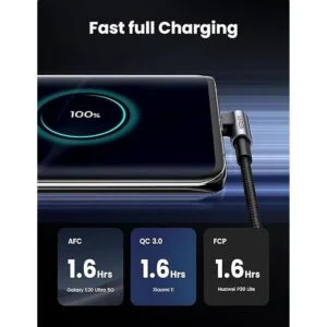 UGREEN Cable USB C en ángulo recto cargador rápido USB A_3