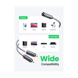 UGREEN Cable de 0.138 in hembra a 2 RCA macho chapado en_3