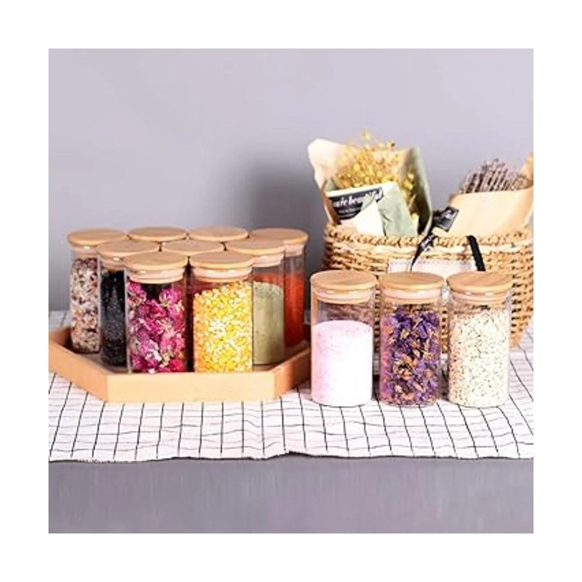 Tzerotone 12 tarros de especias de cristal botellas de