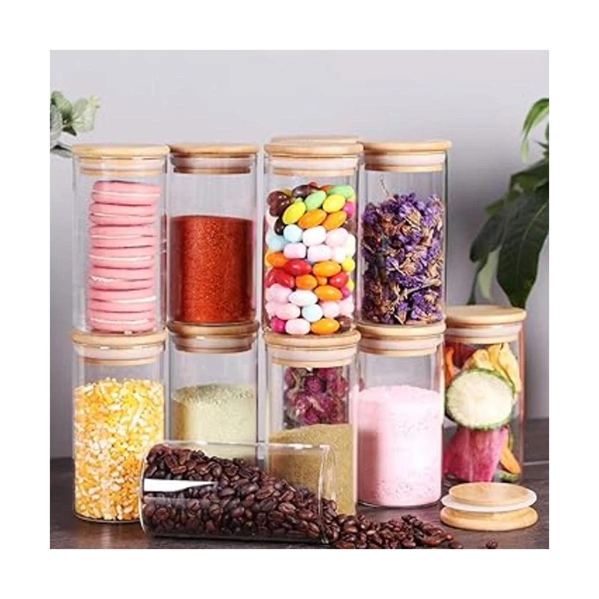Tzerotone 12 tarros de especias de cristal botellas de