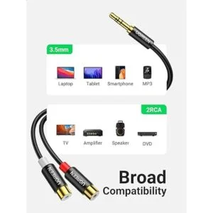 UGREEN Cable RCA a auxiliar de 0.138 in macho a 2RCA_6