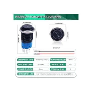 Twidec16MM Raised Speaker Horn Momentary Push Button_3