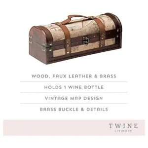 Twine Old World Caja de regalo para botella de vino caja