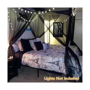 Twinkle Star Cortinas de cama de 4 esquinas con dosel_6