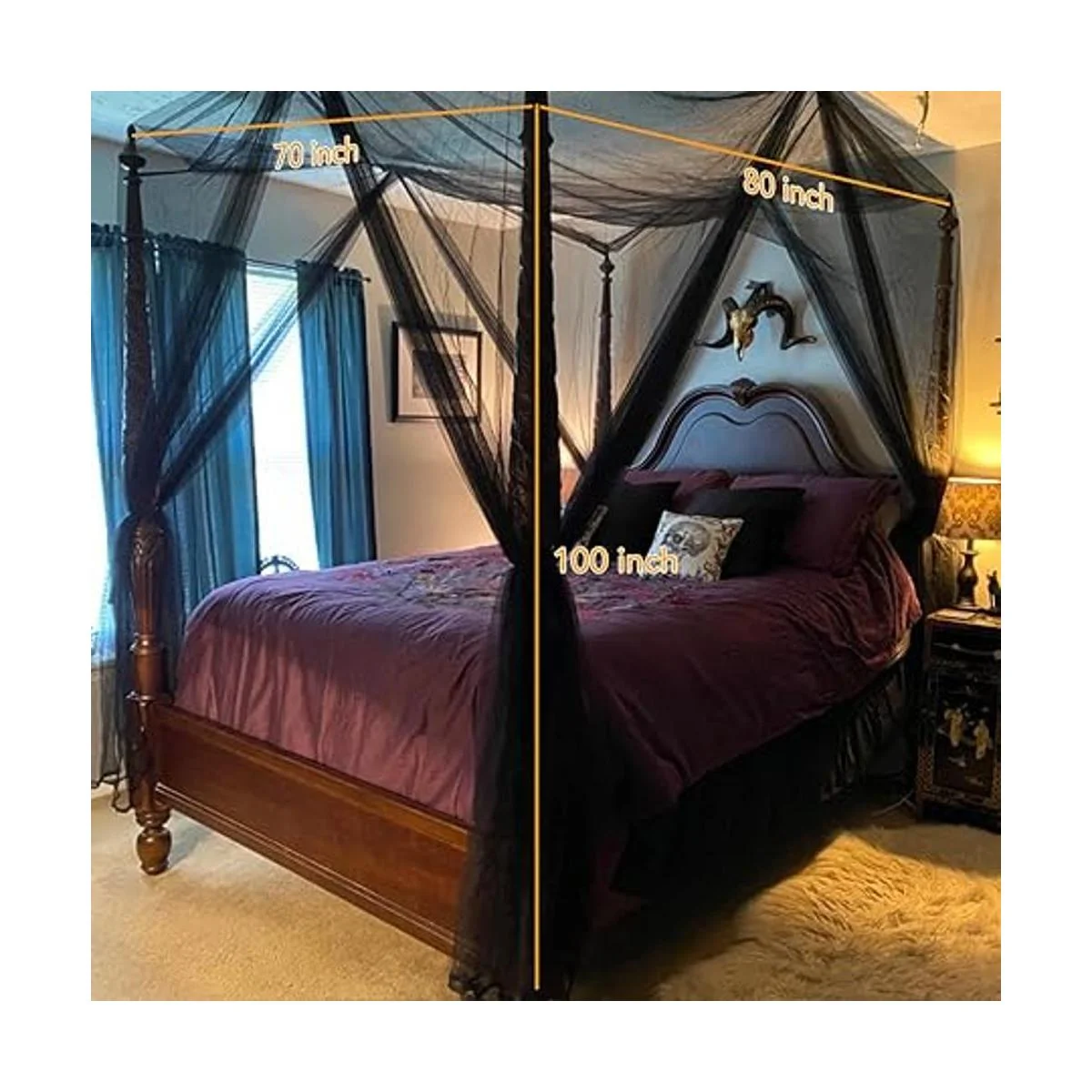 Twinkle Star Cortinas de cama de 4 esquinas con dosel_2