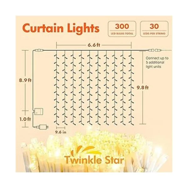 Twinkle star Cortina de cadena de 300 LED para ventana_2