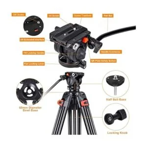 Trípode de video profesional resistente de aluminio de 72_3