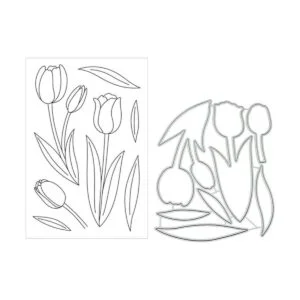 Tulip Juego de sellos y troqueles transparentes de_4