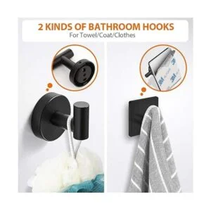 Tudoccy Juego de 5 piezas de accesorios de baño negro mate