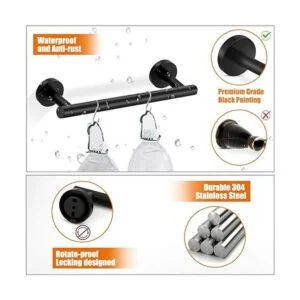 Tudoccy Juego de 5 piezas de accesorios de baño negro mate
