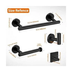 Tudoccy Juego de 5 piezas de accesorios de baño negro mate