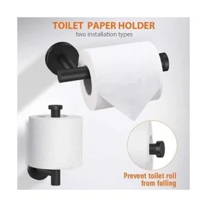 Tudoccy Juego de 5 piezas de accesorios de baño negro mate