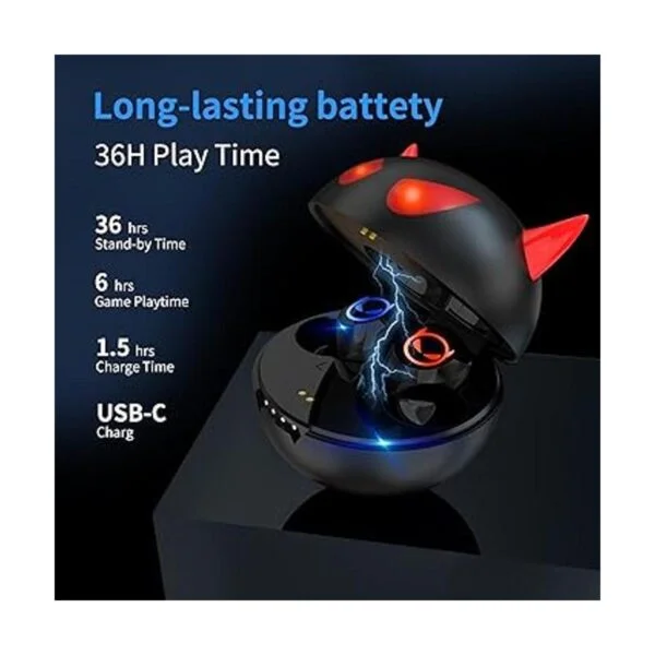 Ture Auriculares inalámbricos Bluetooth para juegos con_4