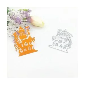 Troqueles de corte de castillos de Halloween plantillas_4