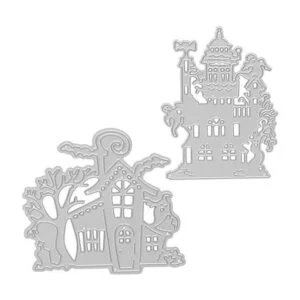 Troqueles de corte de castillos de Halloween plantillas_1