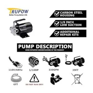 Trupow 110HP 330GPH mini bomba de agua portátil de_2