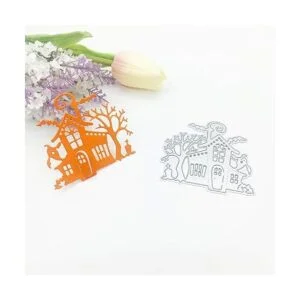 Troqueles de corte de castillos de Halloween plantillas_5