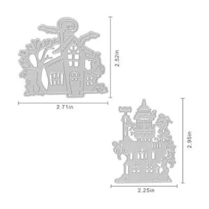 Troqueles de corte de castillos de Halloween plantillas_2