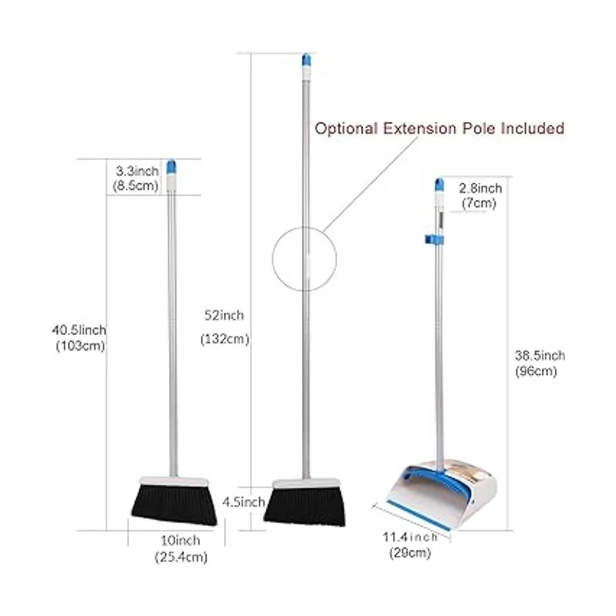 TreeLen Juego de escoba y recogedor de polvo de mango