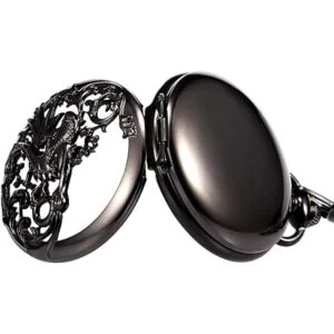 Treeweto Reloj de bolsillo mecánico de dragón antiguo con_3