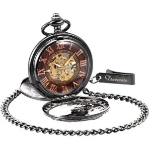 Treeweto Reloj de bolsillo mecánico de dragón antiguo con_2