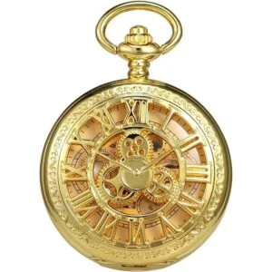 Treeweto Reloj de bolsillo Esqueleto Mano viento Mecánico_3