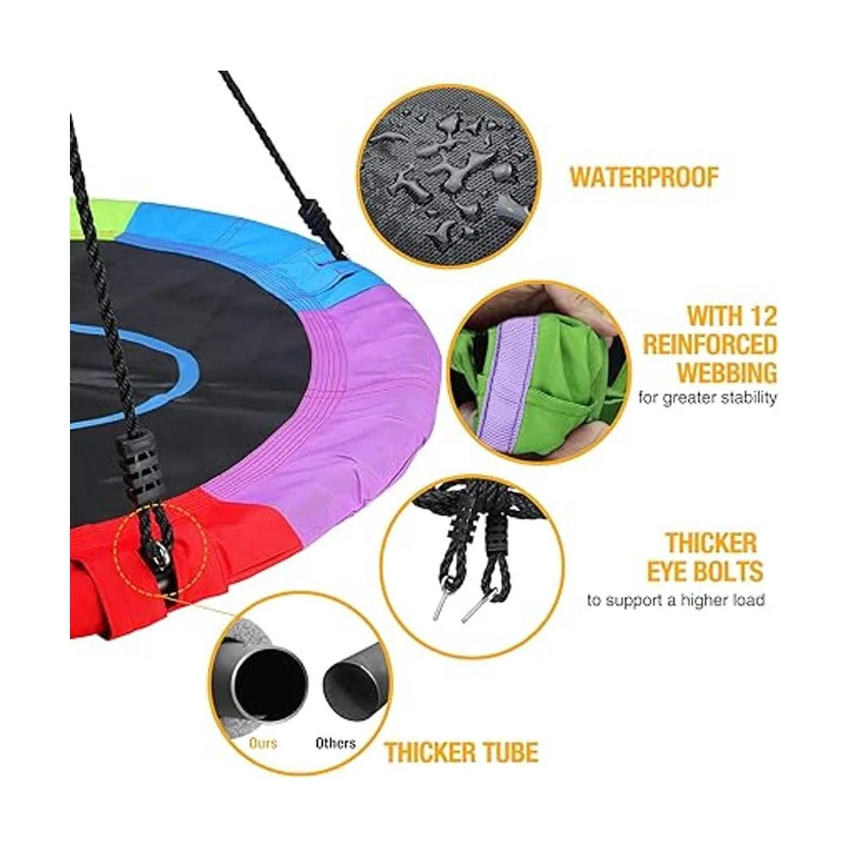 Trekassy Columpio de platillo de 40.0 pulgadas soporta_5