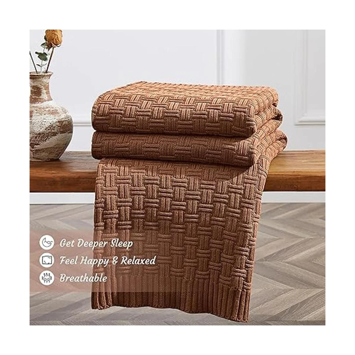 Treely Manta de punto de algodón 100