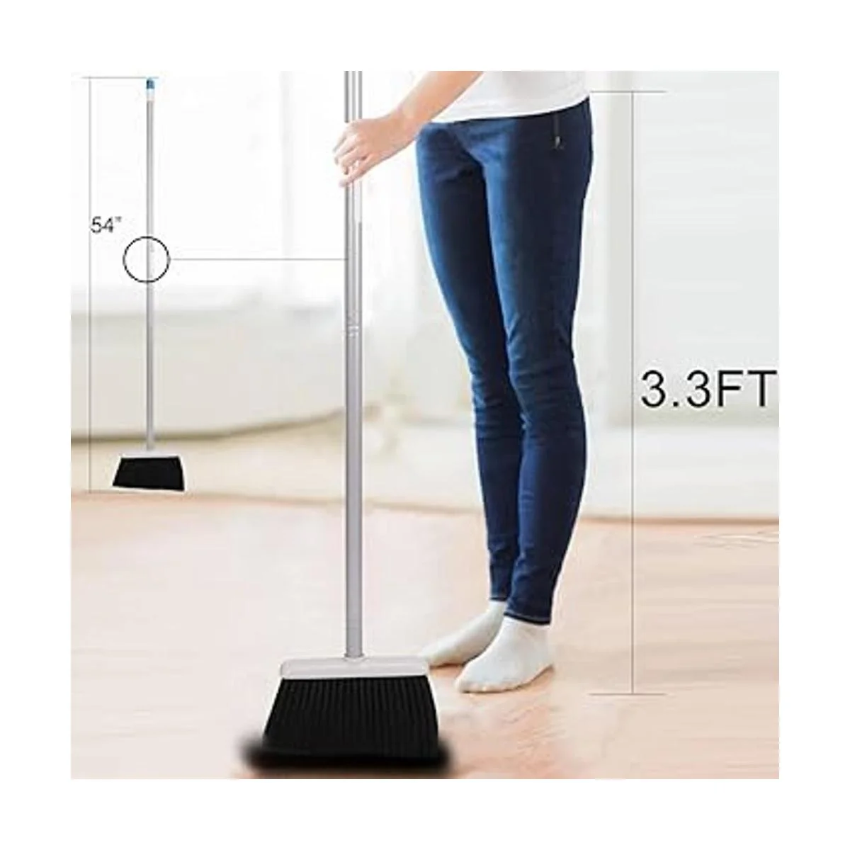 TreeLen Juego de escoba y recogedor de polvo de mango