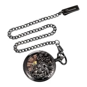Treeweto Reloj de bolsillo mecánico de dragón antiguo con_4