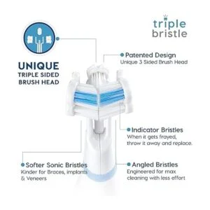 Triple Bristle GO Cepillo de dientes sónico portátil con_4