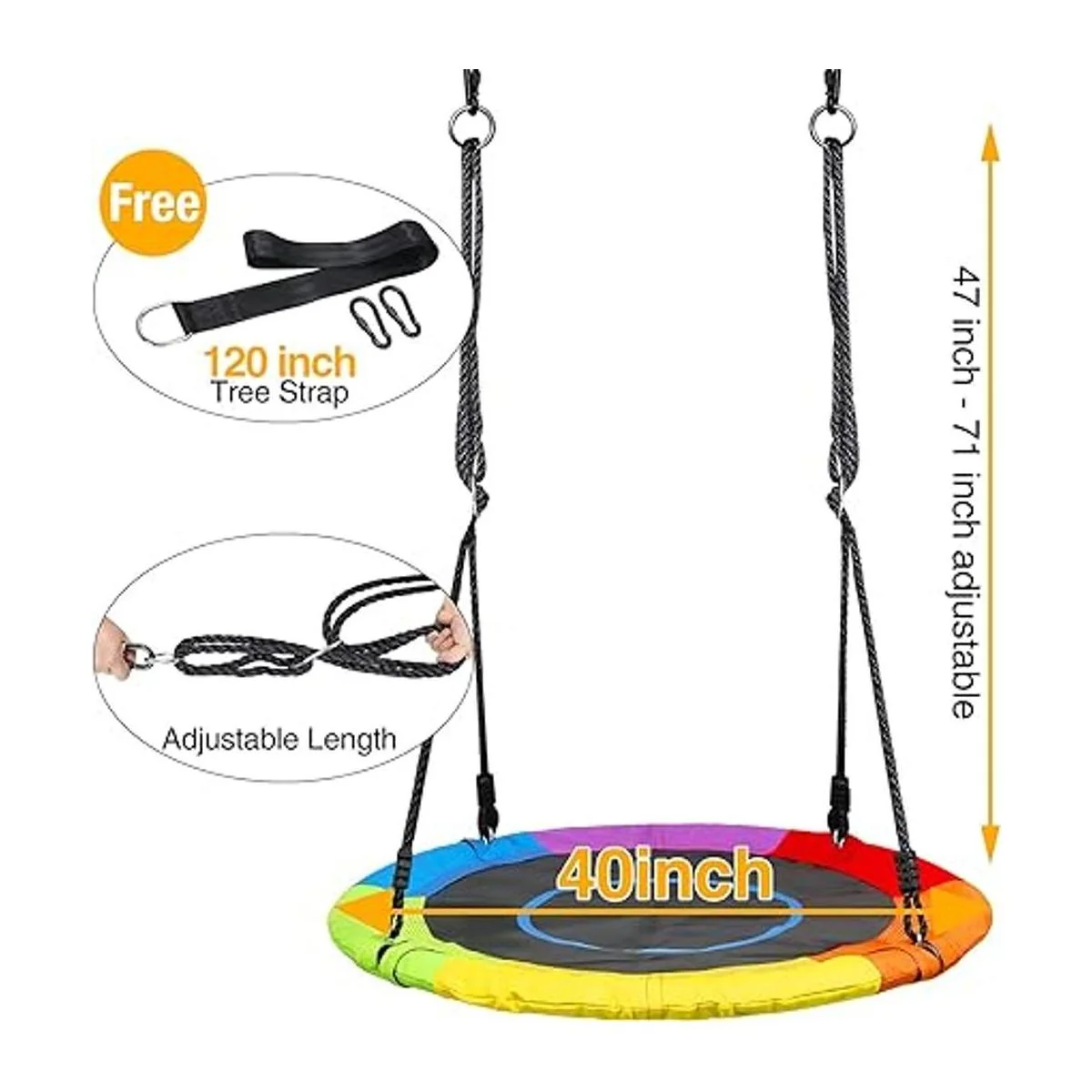 Trekassy Columpio de platillo de 40.0 pulgadas soporta_4