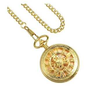 Treeweto Reloj de bolsillo Esqueleto Mano viento Mecánico_4