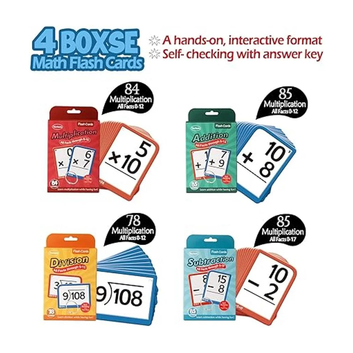 Torlam Tarjetas flash de matemáticas múltiples para niños