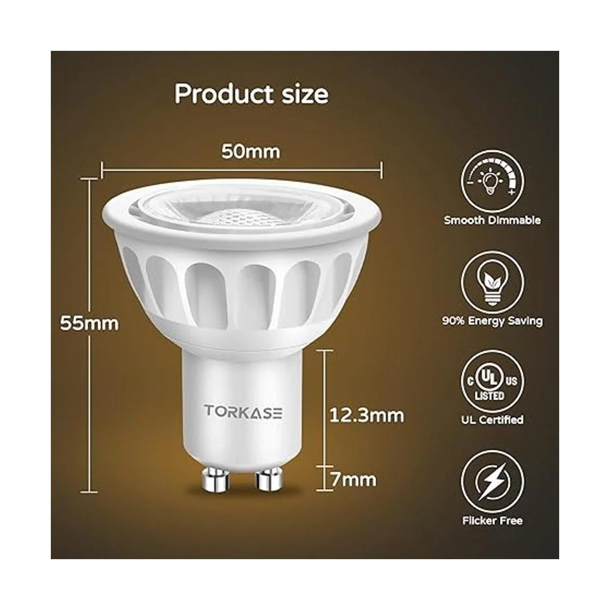 Torkase Paquete de 6 bombillas LED regulables MR16 base_3