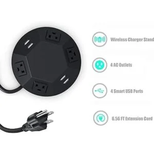 Torre con cargador inalámbrico y puertos USB protector_3