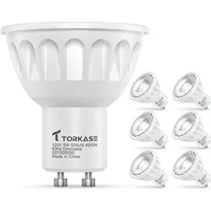 Torkase Paquete de 6 bombillas LED regulables MR16 base_1