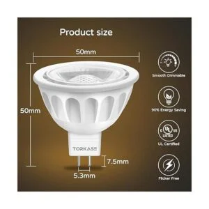 Torkase Paquete de 10 bombillas LED regulables MR16 12 V_3