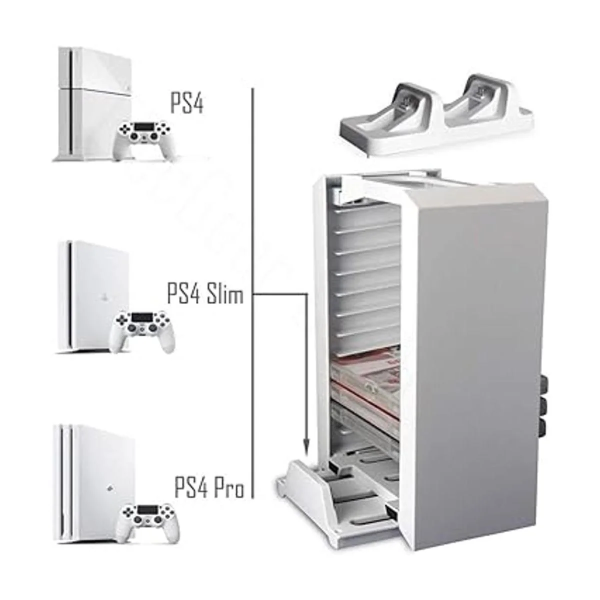 Torre de disco de juegos soporte vertical cargador dual_3
