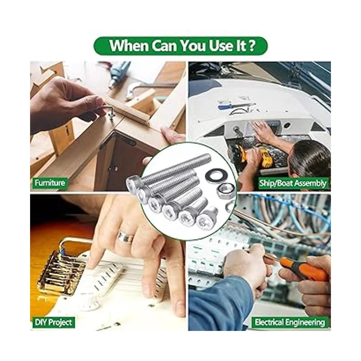 Tornillos y tuercas 1440 piezas de acero inoxidable 304_3