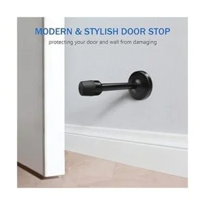 Tope de puerta de pared negro de 4 pulgadas sólido rígido