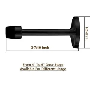 Tope de puerta de pared negro de 4 pulgadas sólido rígido