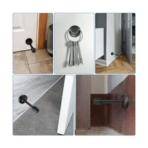 Tope de puerta de pared negro de 4 pulgadas sólido rígido