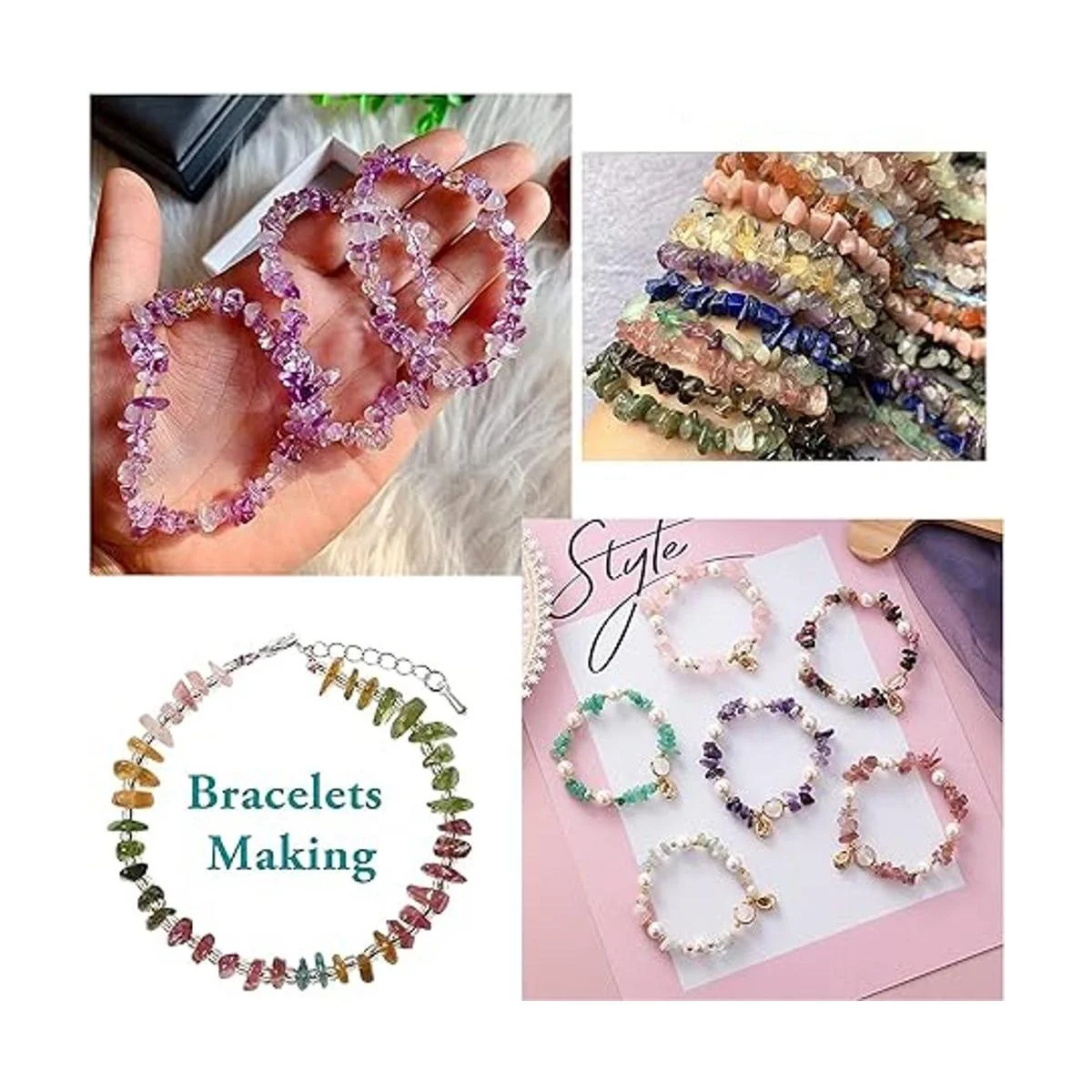 Topwon Juego de 750 cuentas de piedras preciosas para_5